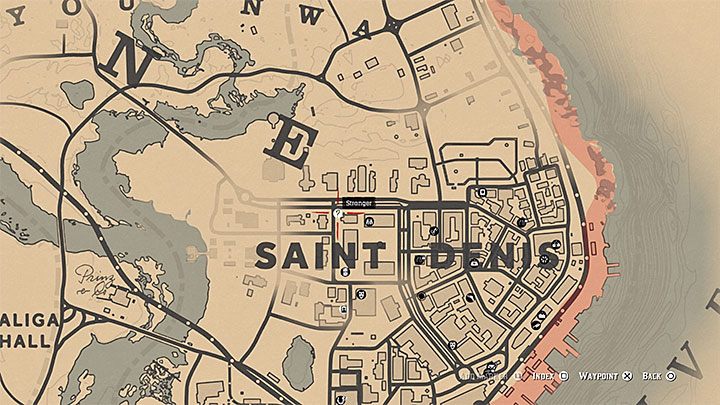 Während Ihres Aufenthalts in Saint Denis stoßen Sie möglicherweise auf eine Frau, die mit einem Fragezeichen markiert ist – Red Dead Redemption 2: Kleinere Nebenquests, Komplettlösung für Fremdenquests, Karte – Nebenquests – Red Dead Redemption 2-Leitfaden