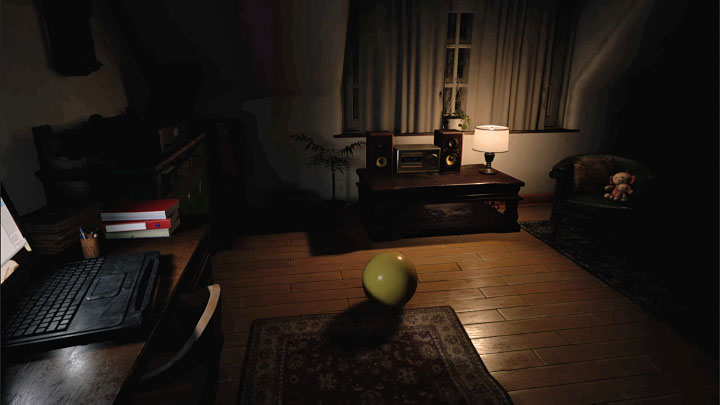 Begin to collide with the ball and push it toward the adjacent Study, the room with the laptop on - Resident Evil Village: Trophies/Achievements list - Appendix - Resident Evil Village Guide