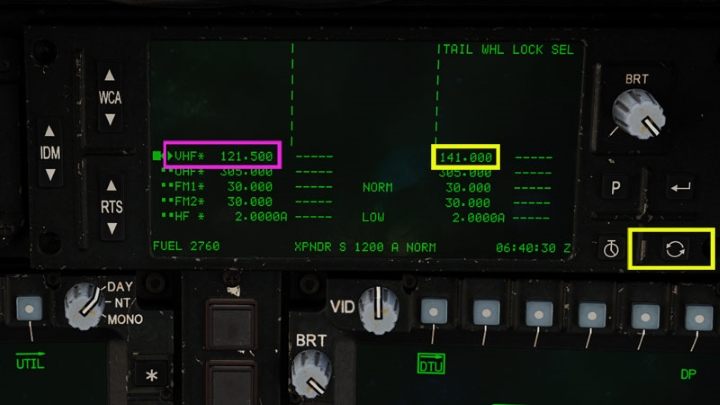 Drücken Sie die SWAP-Taste, um schnell zu einer alternativen Frequenz für das ausgewählte Funkgerät zu wechseln – DCS AH-64D Apache: Funkkommunikation – wie verwendet man Funkgeräte?  - Systeme und Sensoren - DCS AH-64 Apache Guide