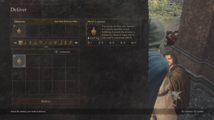 Sobald Sie die benötigte Menge des Getränks erhalten haben, gehen Sie erneut zu Lamond und geben Sie ihm die Flaschen – Dragons Dogma 2: Wie schalte ich die Berufung „Warfarer“ frei?  – Berufe – Dragons Dogma 2 Guide