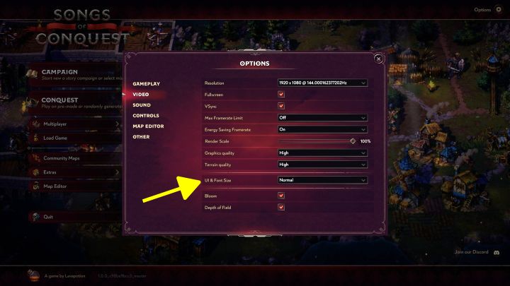 2 – Songs of Conquest: Wie vergrößert man das HUD und die Schriftart?  - FAQ – Songs of Conquest-Leitfaden