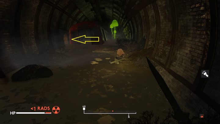 Vor dem versunkenen Wagen, an der linken Wand des Tunnels, gibt es einen kleinen Durchgang, in dem Sie sich ducken müssen (STRG-Taste) - Fallout London: Wie kommt man nach Thameshaven? - Quests - Fallout London Guide