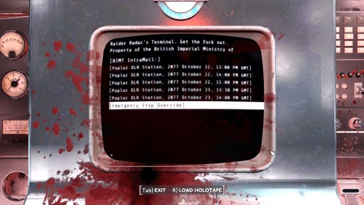 Mit dem Terminal interagieren – Fallout London: Wie kann man den Zug in der Quest „The Train Job“ anhalten? – Quests – Fallout London-Handbuch