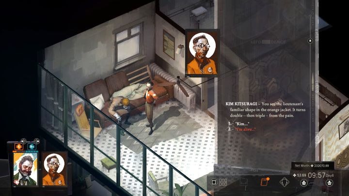 Harry erlangt nach 2 Tagen sein Bewusstsein zurück und wacht in seinem Hotelzimmer auf - Disco Elysium: Return to the Whirling-in-Rags - Komplettlösung - Ruby und der Schütze - Disco Elysium Guide