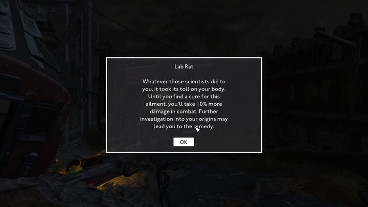 Railway Spine ist ein negatives Ergebnis des Zugunglücks, in das der Protagonist zu Beginn des Spiels verwickelt war, als er aus einem unterirdischen Labor floh - Fallout London: Wie wird man die Effekte von Railway Spine und Lab Rat los? - Ausrüstung - Fallout London Guide