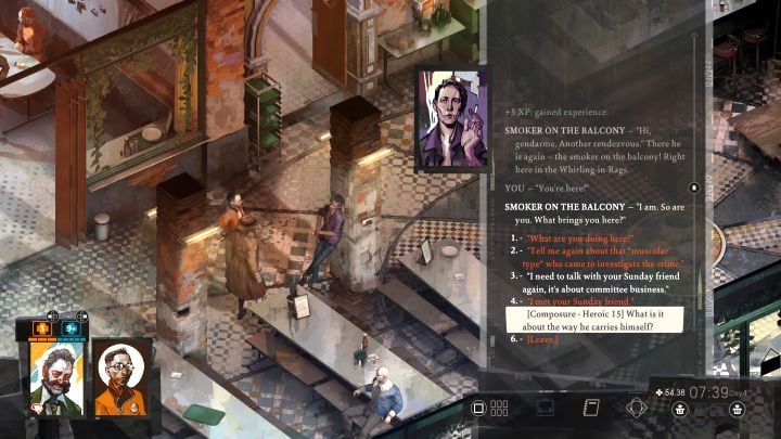 Besuchen Sie das Café in Whirling-in-Rags - Disco Elysium: Übernehmen Sie die Aufgabe „La Responsabilite“ - Komplettlösung - Politische Aufgaben - Disco Elysium-Handbuch