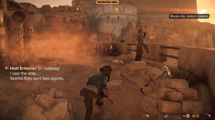 Nach einem kurzen, geradlinigen Aufstieg gelangen Sie vor Jabbas Palast - Star Wars Outlaws: Partner - Komplettlösung - Tatooine - Star Wars Outlaws Guide