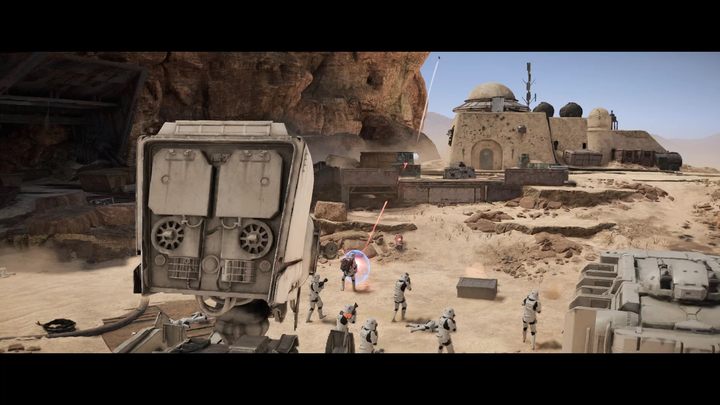 Bekämpfe die imperialen Streitkräfte, bis eine Zwischensequenz beginnt, die die Quest beendet – Star Wars Outlaws: Jabbas Favor – Komplettlösung – Tatooine – Star Wars Outlaws Guide