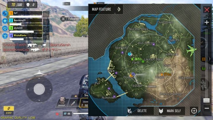 Auf der Karte findest du einige strategische Punkte, zu denen du gehen kannst - Wie funktioniert der Battle Royale-Modus in Call of Duty Mobile? - FAQ - Call of Duty-Leitfaden für Handys