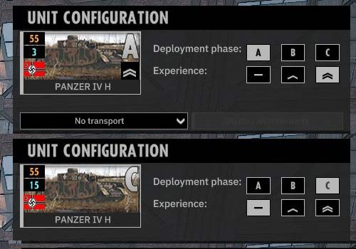 In der 5. Panzerdivision kann ich Panzer IV H mit Veteranenstatus in Phase A hinzufügen, jedoch mit einem Limit von nur 3 Einheiten. In Phase C können es jedoch bis zu 15 solcher Fahrzeuge sein, die nur ohne Erfahrung ins Spiel kommen. - Die Einteilung in Phasen und Planung | Steel Division 2 - Basics - Leitfaden für Steel Division 2