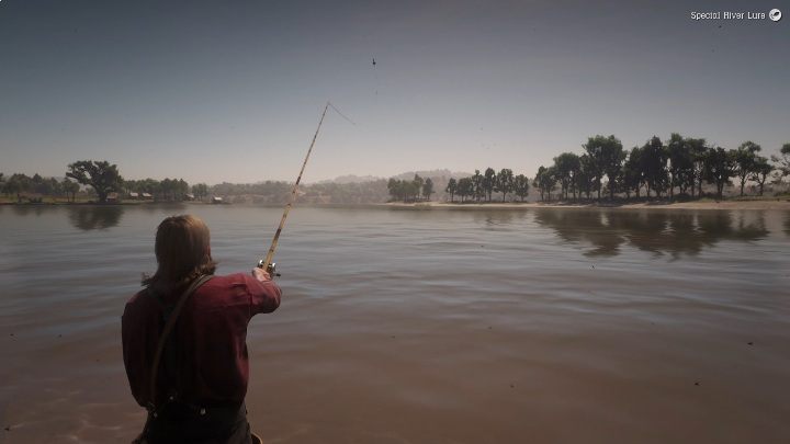 In diesem Fall können Sie die Rute von jedem Flussufer aus werfen - Legendärer Bluegill-Fisch in RDR2 - Legendärer Fisch - Red Dead Redemption 2 Guide