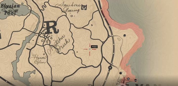 Diese Knochen befinden sich im östlichen Teil der Karte, nördlich von Van Horn - Dinosaurierknochen in Red Dead Redemption 2 - Dinosaurierknochen und Felszeichnungen - Red Dead Redemption 2 Guide