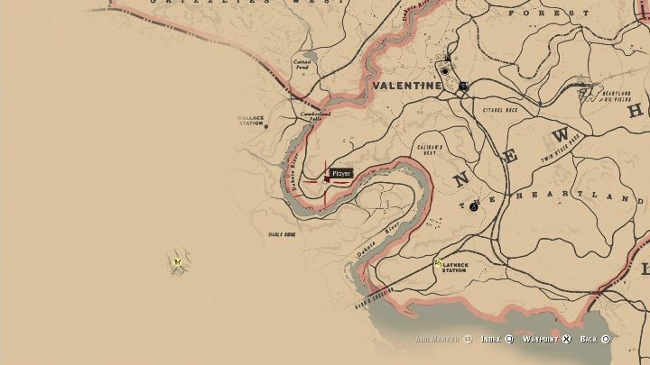 Theyre befindet sich südöstlich von Valentine, in der Nähe von Dakota River - Dinosaurierknochen in Red Dead Redemption 2 - Dinosaurierknochen und Felszeichnungen - Red Dead Redemption 2 Guide