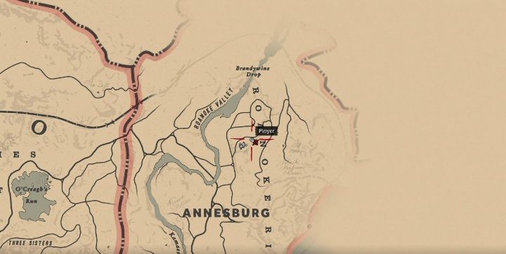 Diese Schnitzerei befindet sich rund um den Roanoke Ridge - Alle Felszeichnungen in Red Dead Redemption 2 - Dinosaurierknochen und Felszeichnungen - Red Dead Redemption 2 Guide