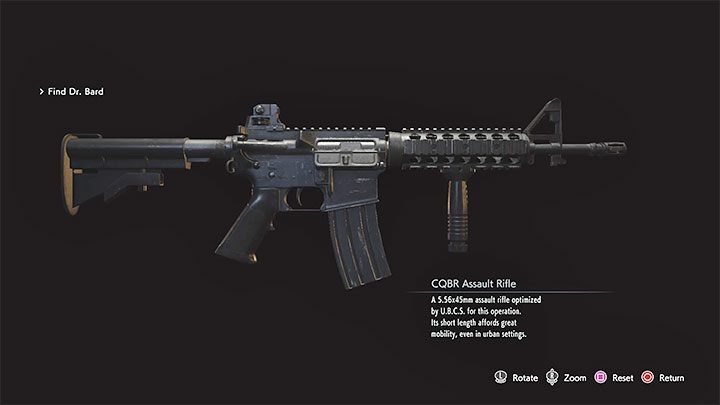 Das CQBR-Sturmgewehr ist eine einzigartige Waffe, da es im Gegensatz zu einem Gewehr, einem Granatwerfer und einem Magnum nicht durch Erkundung der Umgebung erhalten werden kann - Resident Evil 3: CQBR-Sturmgewehr - wo ist es zu finden? - Waffen - Resident Evil 3 Guide