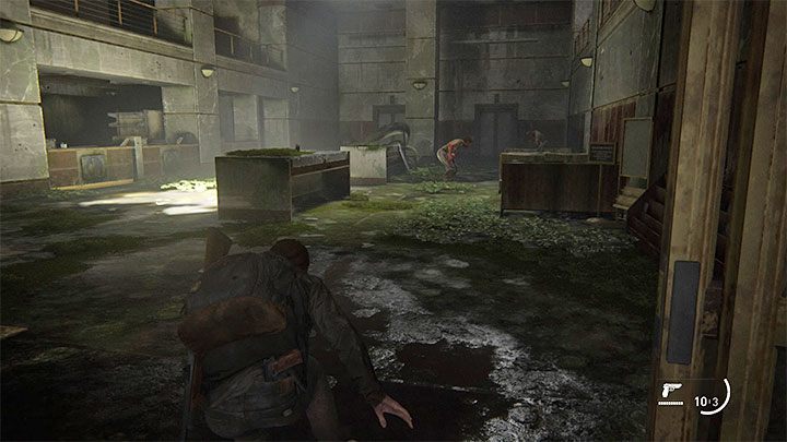 Nachdem Sie sich durch die Trümmer bewegt haben, erreichen Sie die zerstörte Lobby der Bank - The Last of Us 2: Shotgun - wie kommt man dahin? - Kampf - Der Letzte von uns 2 Leitfaden
