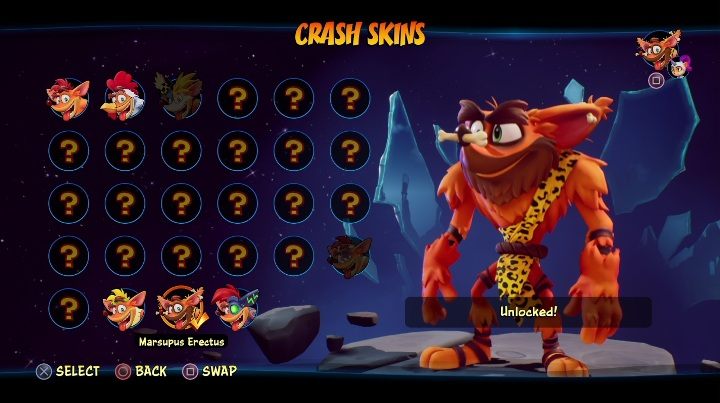 So entsperren Sie: verfügbar ab Spielbeginn - Crash 4: Crash Skins - Wie entsperren Sie? - Heroes Skins - Crash 4 Guide, Komplettlösung
