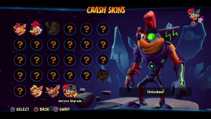 So entsperren Sie: verfügbar ab Spielbeginn - Crash 4: Crash Skins - Wie entsperren Sie? - Heroes Skins - Crash 4 Guide, Komplettlösung