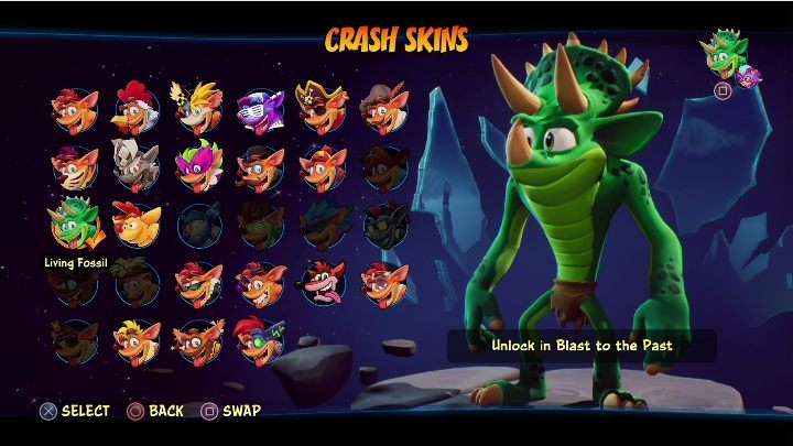 So entsperren Sie: Erhalten Sie 8 Diamanten im Level Blast to the Past - Crash 4: Crash-Skins - Wie entsperren Sie? - Heroes Skins - Crash 4 Guide, Komplettlösung