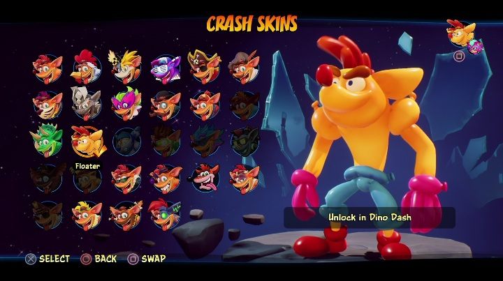 So entsperren Sie: Erhalten Sie 8 Diamanten im Level Dino Dash - Crash 4: Crash Skins - Wie entsperren Sie? - Heroes Skins - Crash 4 Guide, Komplettlösung
