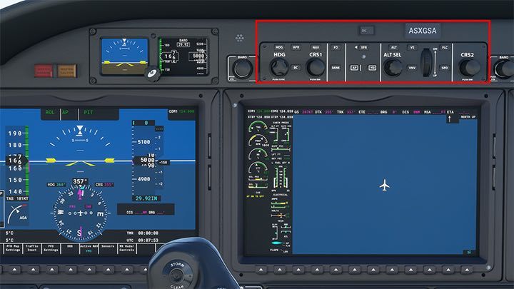 Der Flugplan und die Karte werden wiederum über ein Touchpanel unter den Hauptanzeigen gesteuert - Microsoft Flight Simulator: Autopilot - wie wird es bedient? - Fortgeschrittenes Fliegen - Microsoft Flight Simulator 2020-Handbuch