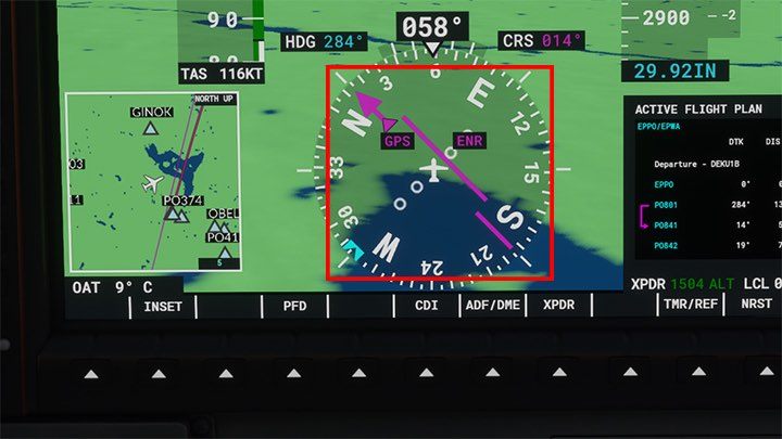4 - Im GPS / FMS-Modus folgt das Flugzeug der rosa Route - Microsoft Flight Simulator: Autopilot - wie wird es bedient? - Fortgeschrittenes Fliegen - Microsoft Flight Simulator 2020-Handbuch