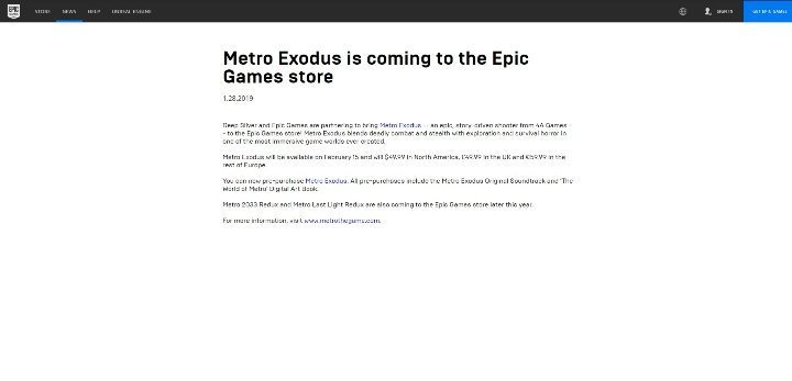 Wenn es um die PC-Version des Spiels geht, können Sie es nur auf der Epic Games Store-Plattform kaufen - Metro Exodus im Epic Games Store, Steam und Vorbestellungen - Anhang - Metro Exodus-Handbuch