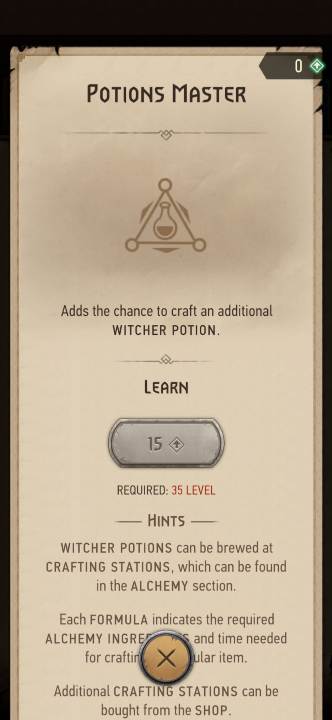 Effekt: Gibt dir die Chance, einen zusätzlichen Trank herzustellen - The Witcher Monster Slayer: Skills - Alchemie - Skills - Witcher Monster Slayer Guide