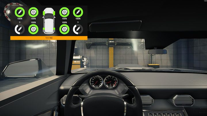 Drücken Sie beim Testen des Autos das Gaspedal oder das Bremspedal entsprechend den Pop-ups auf Ihrem Bildschirm - Automechaniker-Simulator 2021: Fehlerdiagnose - Grundlagen - Automechaniker-Simulator 2021-Leitfaden