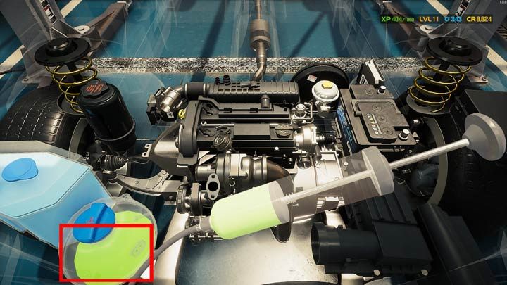 Die Farbe des Kühlmittels ist schwach grün - Betriebsflüssigkeiten - wie werden die Tanks entleert?  - FAQ - Handbuch zum Automechaniker-Simulator 2021