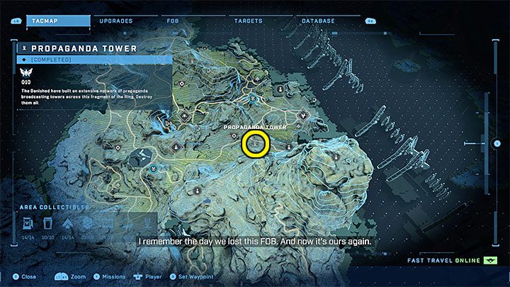 Der Turm befindet sich im zentralen Teil der Region – Halo Infinite: Propagandatürme (Verbindungen) – Verbindungen – Halo Infinite Guide