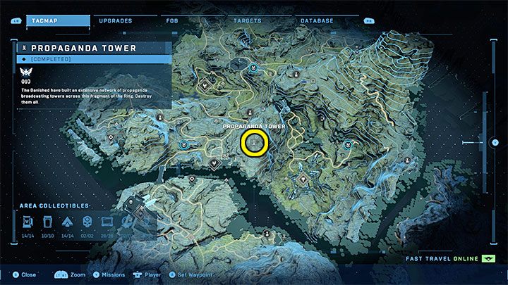 Der Turm befindet sich im südlichen Teil der Region – Halo Infinite: Propagandatürme (Verbindungen) – Verbindungen – Halo Infinite Guide