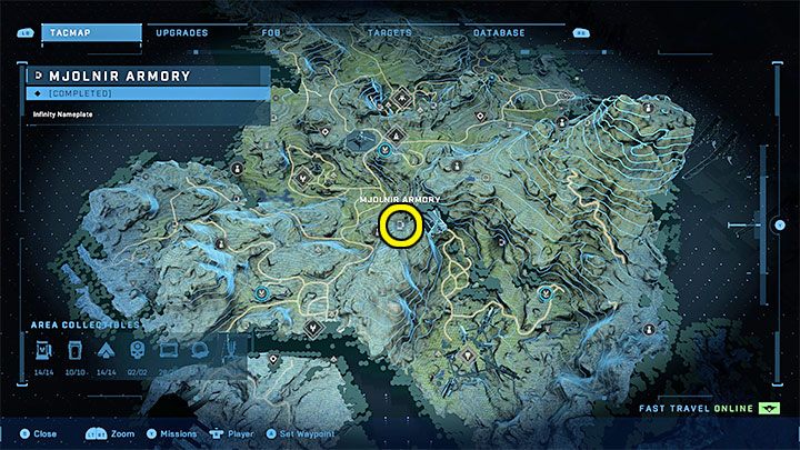 Die Waffenkammer befindet sich im südlichen Teil der Region – Halo Infinite: Mjolnir Armory und Spartan Cores (Verbindungen) – Verbindungen – Halo Infinite Guide