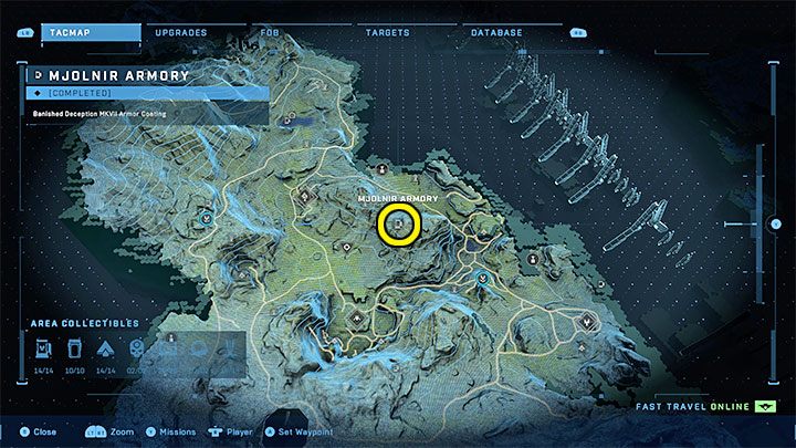 Die Waffenkammer befindet sich im nordöstlichen Teil der Region – Halo Infinite: Mjolnir Armory und Spartan Cores (Verbindungen) – Verbindungen – Halo Infinite Guide