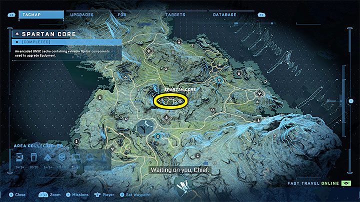 Beide Kerne befinden sich in der Nähe des zentralen Bereichs der Ausgrabungsstätte – Halo Infinite: Mjolnir Armory und Spartan Cores (Verbindungen) – Verbindungen – Halo Infinite Guide