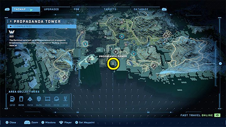 Der Turm befindet sich im südlichen Teil der Region – Halo Infinite: Propagandatürme (Reformation) – Reformation – Halo Infinite Guide