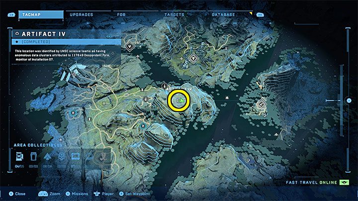 Das vierte Artefakt befindet sich auf einem Berg östlich der FOB Golf-Basis – Halo Infinite: Forerunners-Artefakte – Liste aller – Andere Geheimnisse – Halo Infinite Guide