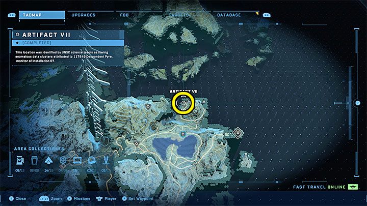 Das letzte siebte Artefakt befindet sich nördlich der FOB-November-Basis – Halo Infinite: Forerunners-Artefakte – Liste aller – Andere Geheimnisse – Halo Infinite Guide