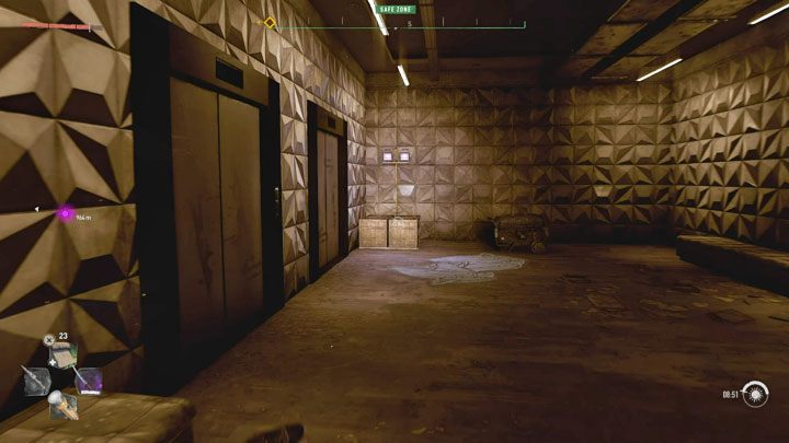 Hinter der Lobby gibt es Aufzüge – Sie können den Knopf des Aufzugs drücken, um ihn zu beschwören – Dying Light 2: VNC Tower – Das höchste Gebäude im Spiel – Grundlagen – Dying Light 2 Guide