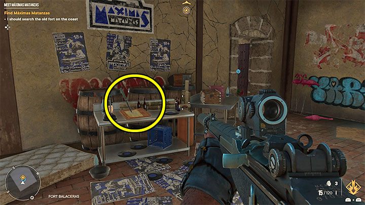 Oben finden Sie zusätzlich zur Leiche die auf dem Screenshot markierte gekritzelte Notiz – Far Cry 6: Treffen Sie Maximas Matanzas – Komplettlösung – Operationen – Valle De Oro – Far Cry 6 Guide