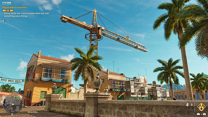 Um dieses Missionsziel zu erreichen, müssen Sie den Kran in der Stadt erklimmen – Far Cry 6: Hype Bomb – Walkthrough – Valle De Oro – Far Cry 6 Guide