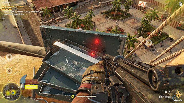 Gehen Sie vorsichtig den Kranausleger hinauf, um die nächsten Banner zu erreichen – Far Cry 6: Hype Bomb – Walkthrough – Valle De Oro – Far Cry 6 Guide