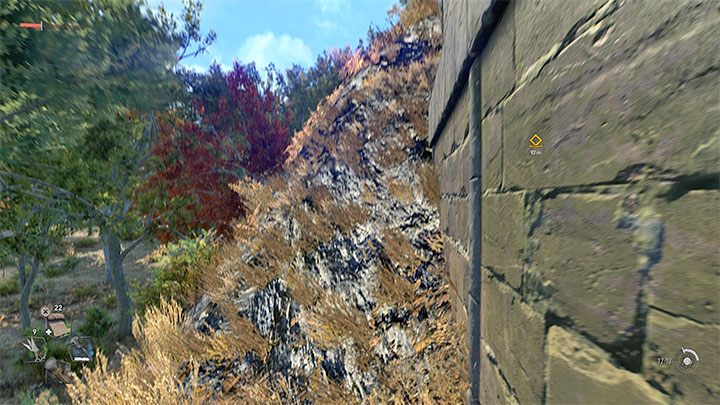 Während der Reise durch den Wald sollten Sie auf Warnungen vor einem großen Minenfeld stoßen (Beispieltafel in Screenshot 1). Sie können auf zwei Arten vorgehen: Dying Light 2: Observatorium – Komplettlösung – Story-Quest – Leitfaden zu Dying Light 2