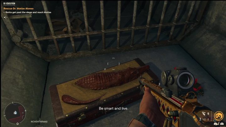 Sie finden die Kiste mit dieser Waffe in der Kanalisation, auf die Sie ohne Schlüssel zugreifen können – Far Cry 6: Scharfschützengewehre, Einzigartige Waffen – Liste – Einzigartige Waffen – Far Cry 6 Guide