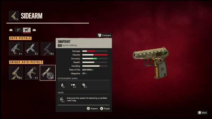 Besonderheiten: Snaphot ist eine Autopistole, die ursprünglich mit – Far Cry 6: Autopistolen, einzigartige Waffen – Liste – Einzigartige Waffen – Far Cry 6 Guide modifiziert wurde
