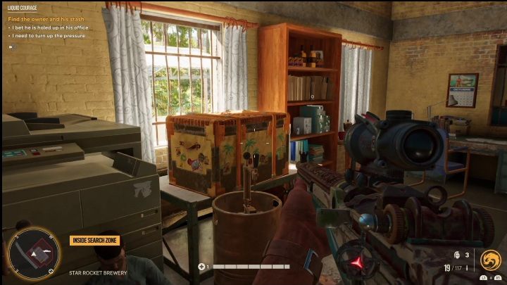 Sie finden die Truhe in einem Gebäude während der Liquid Courage-Schatzsuche – Far Cry 6: Werfer, Einzigartige Waffen – Liste – Einzigartige Waffen – Far Cry 6 Guide