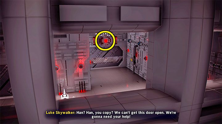 Die zweite Methode besteht darin, an einer der Öffnungen zu stehen, durch die Sie die geschlossene Tür sehen können – LEGO Skywalker Saga: This is Some Rescue – Komplettlösung – Episode 4 – Eine neue Hoffnung – LEGO Skywalker Saga Guide