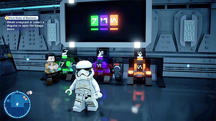 Im oberen Kontrollraum befindet sich ein Puzzle mit drei Containern - LEGO Skywalker Saga: First Order of Business - Walkthrough - Episode 7 - The Force Awakens - LEGO Skywalker Saga Guide