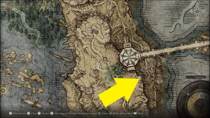 Um Zugang zu Jarburg zu erhalten, reisen Sie in das im Screenshot markierte Gebiet – Elden Ring: Jar Bairn – Walkthrough, Solution – Quests – Elden Ring Guide