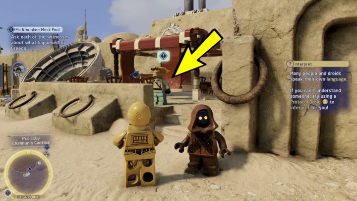 Der nächste Zeuge wird am Trampolin stehen - LEGO Skywalker Saga: Ma Klounkee Most Foul - Komplettlösung, Beschreibung - Tatooine - Mos Eisley - LEGO Skywalker Saga Guide